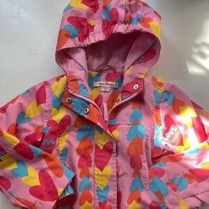 Girls raincoat/jacket size 3T/4T Pink with Hearts made by OVS brand Love Therapy